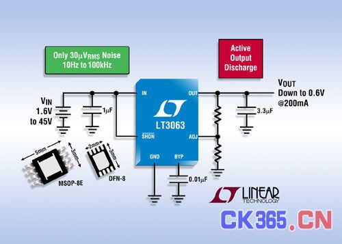 Linear新型LDO LT3063提供有源输出放电（电子工程专辑）