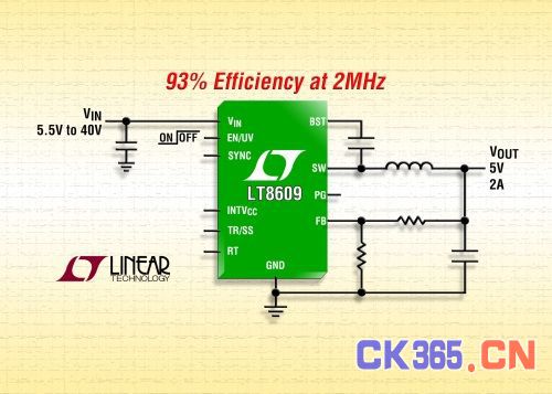 LT8609开关稳压器提供93%效率（电子工程专辑）