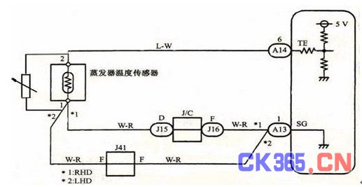 蒸发器温度传感器控制电路