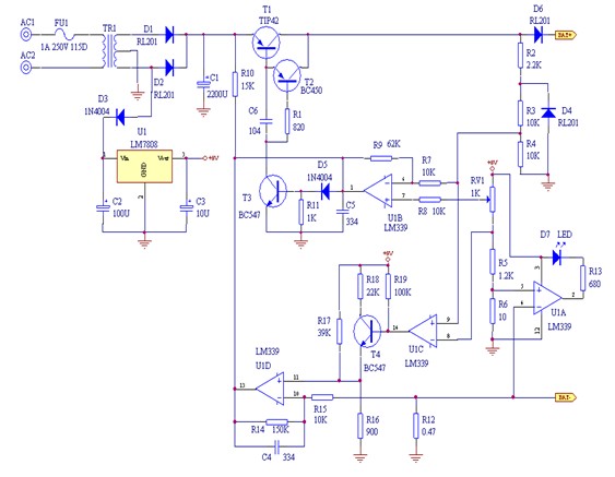 铅酸蓄电池充电器电路原理图