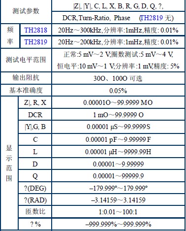 自动元件分析仪参数