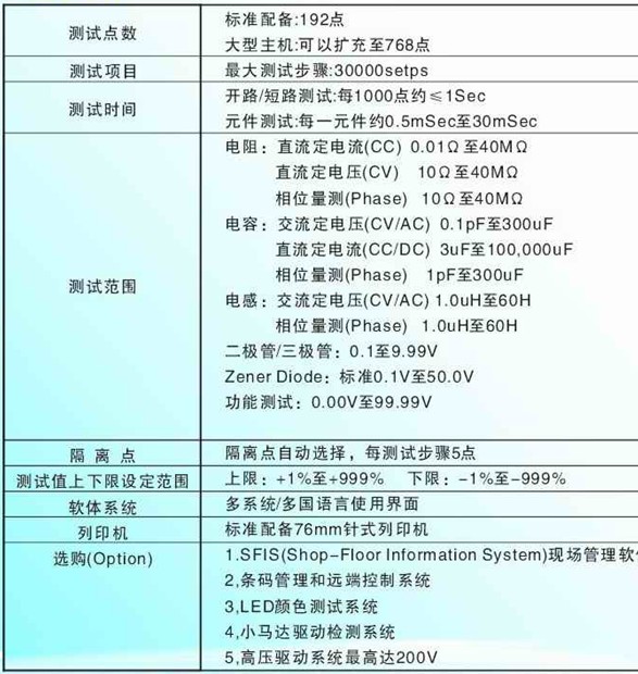 FPC软板测试仪的参数