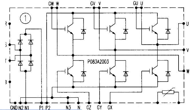 P083A2003通用变频器功率模块的内部结构和引脚电路图