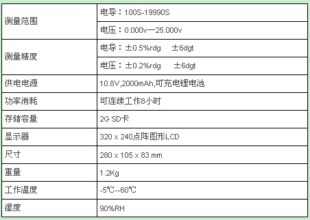 蓄电池电导测试仪技术指标